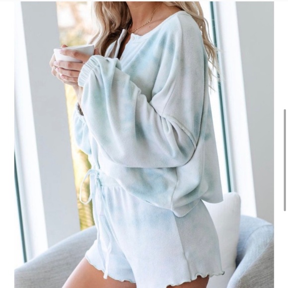 Sky Blue Tie Dye Pajama Set - Picture 5 of 6